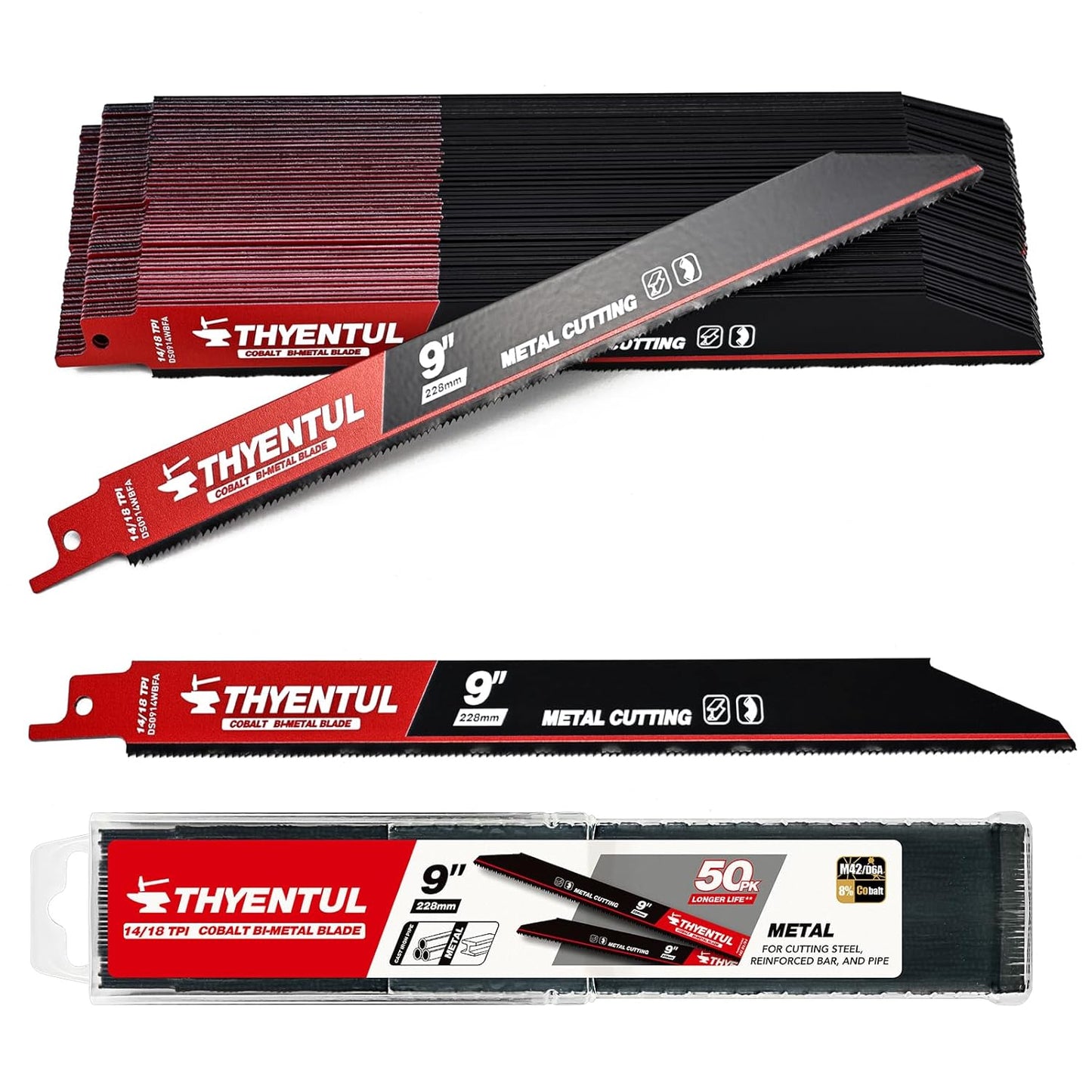 25-Pack 9-Inch Bi-Metal Reciprocating Saw Blades - 14/18 TPI for Medium Metals