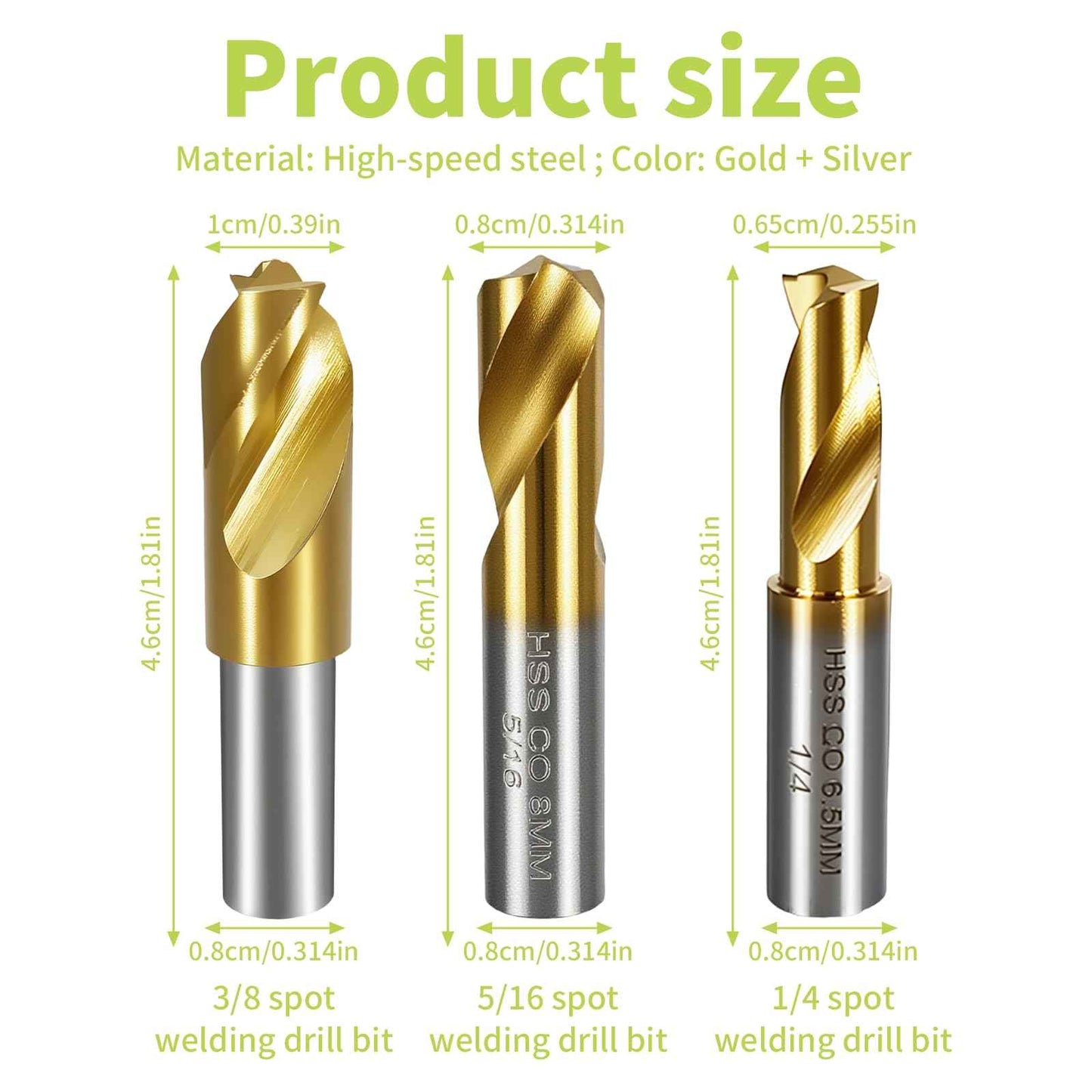 KAKILFOB 13-Pack Spot Weld Cutter Sets Double Sided, 3/8" 5/16" HSS Spot Weld Cutter Remover Drill Bits Hex Sheet Metal Hole Cutter Remover for Power Drill Spot Welding