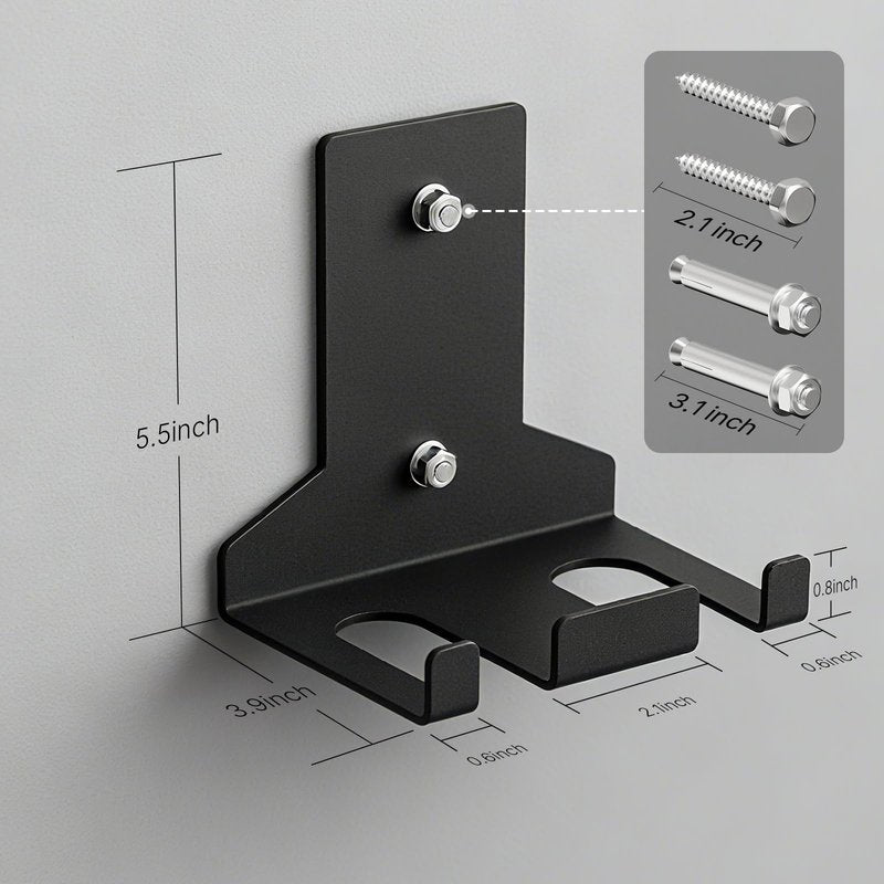 POWER GUIDANCE Olympic Barbell Hanger,Garage Gym Bar Wall Rack,Vertical Barbell Mount Rack,Space Saving Commercial or Home Gym Accessory,Holds Under 33mm Bar Size (Black 2Hook)