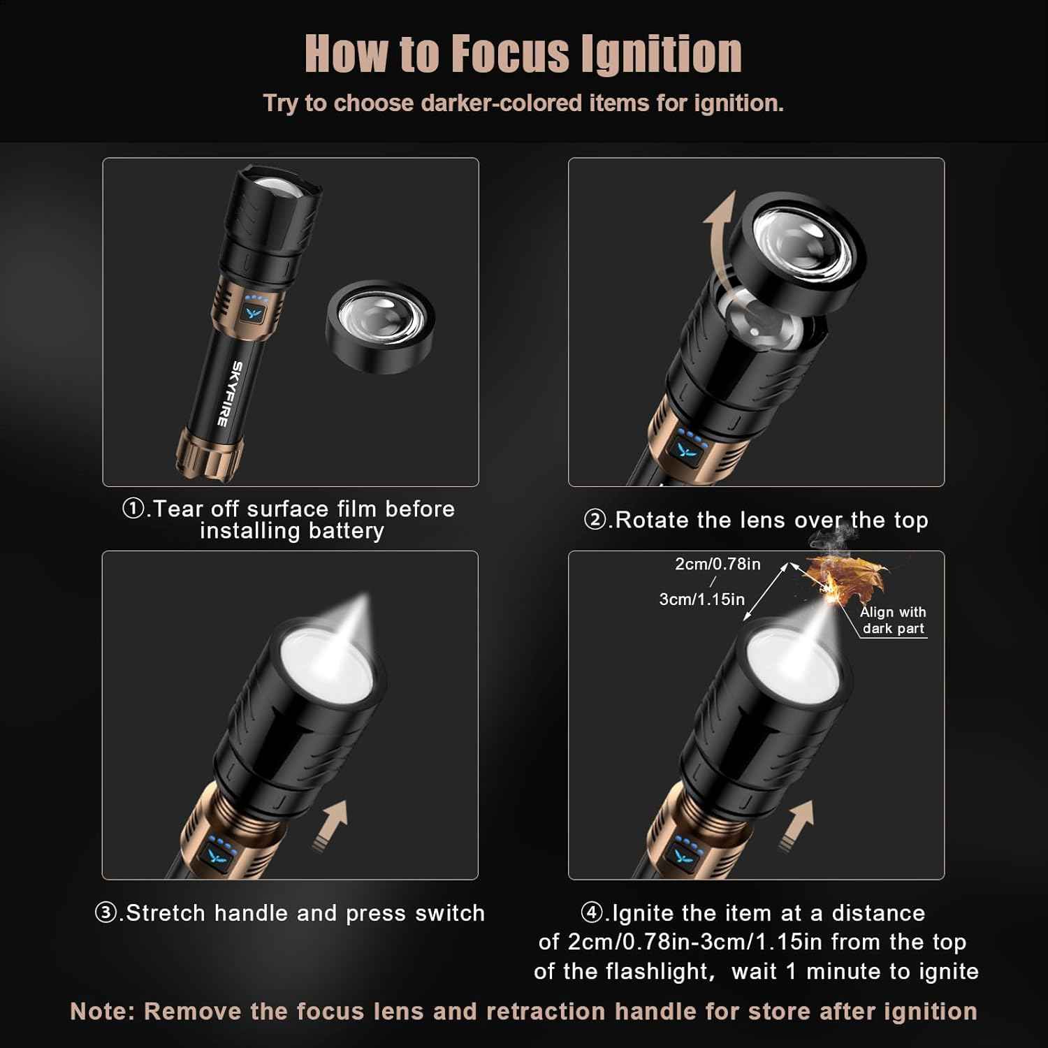 2000 Lumen Rechargeable LED Flashlight - Waterproof Tactical Light with Zoom & 4 Modes for Camping & Outdoor Use