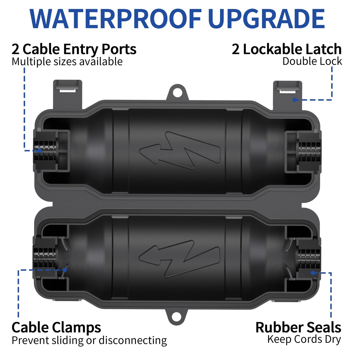 Cismorvex 3 Pack Outdoor Extension Cord Safety Cover with Waterproof Seal IP54 Water-Resistant, Weatherproof Electrical Connection Box with 2 Latches, Plug, Socket, Holiday Decoration Light, Black