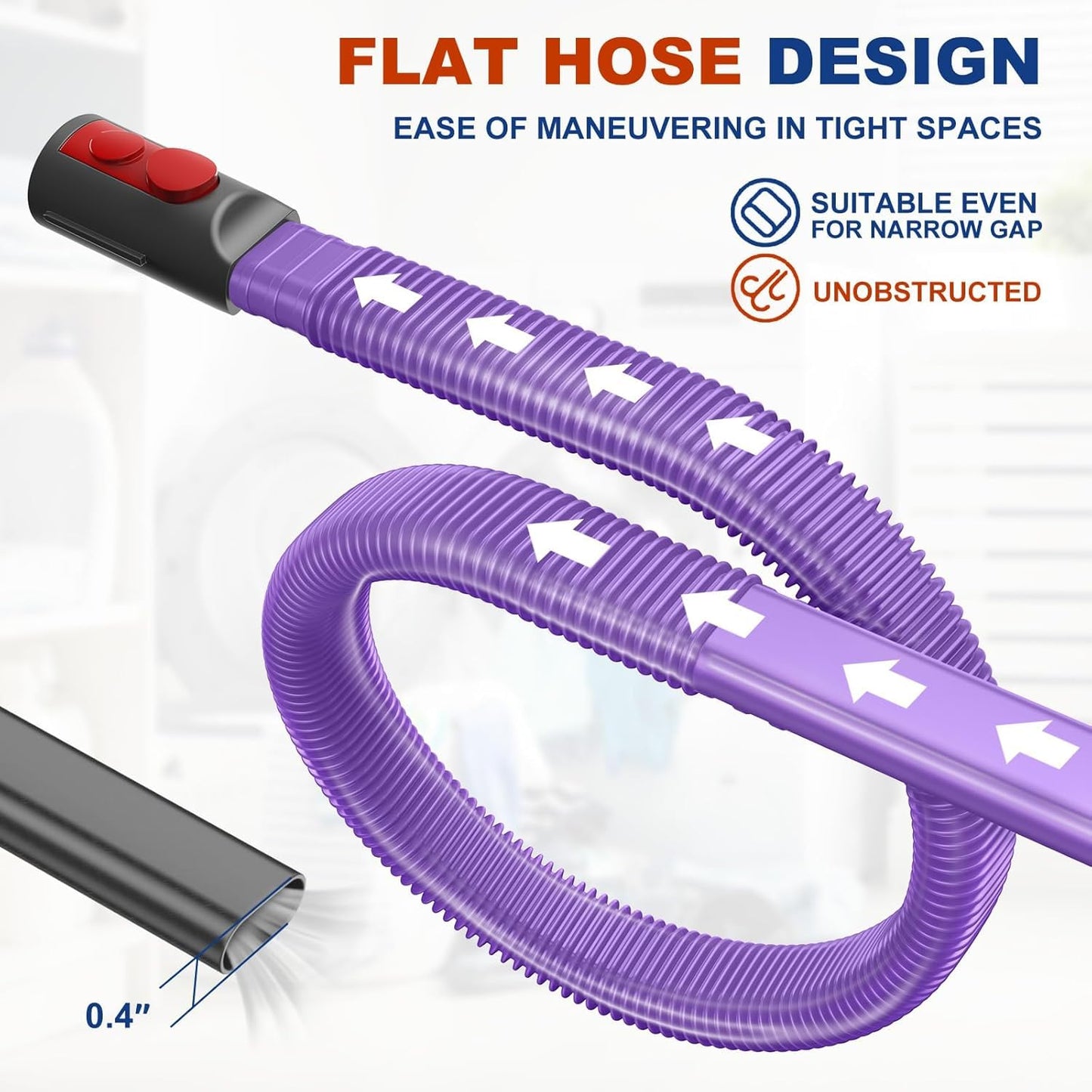 Sealegend Dryer Lint Vacuum Attachment Compatible with Dyson V15 V12 V11 V10 V8 V7 Gen5 Cordless Vacuum Cleaner, Flexible Dryer Vent Cleaner Kit Lint Removal Tool Purple