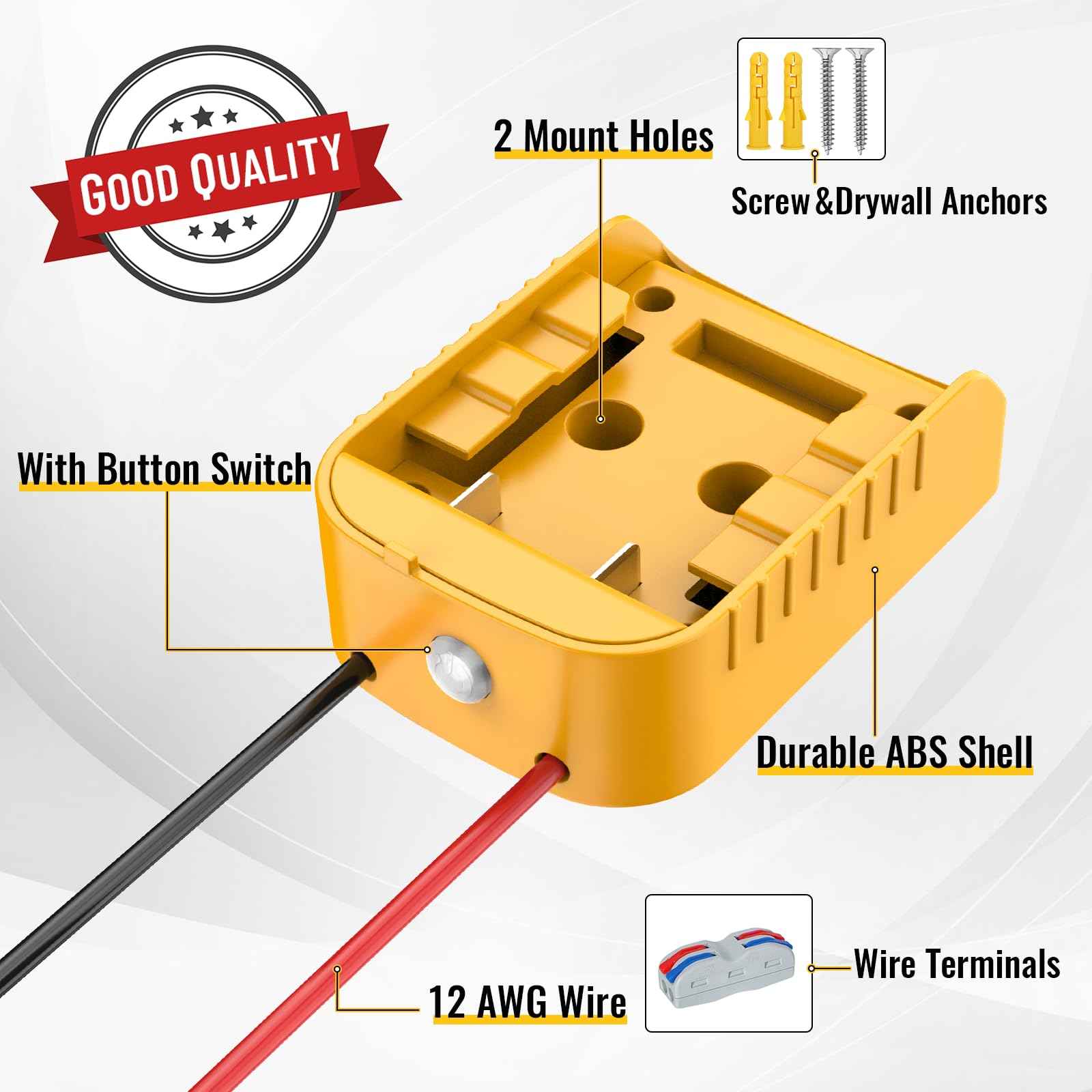 2 Packs Power Wheel Adapter Compatible with Dewalt 20V Battery - Overdischarge & Overcurrent Protection, Upgraded Power Wheel Battery Converter with Switch for DIY RC Cars Toys Robotics