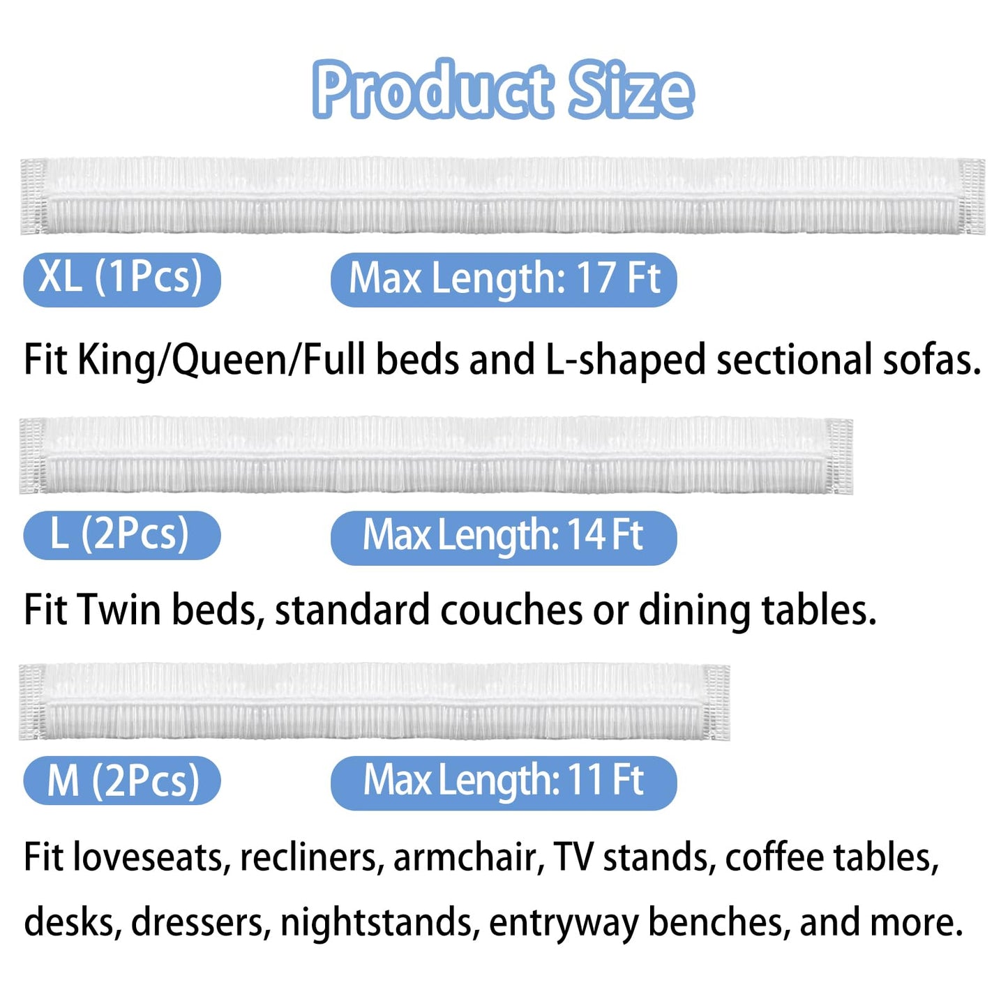 5 Pcs Disposable Furniture Dust Covers with Elastic, Plastic Dust Cover for Sofa Chair Dining Table TV Stand, Extra Large Clear Couch Bed Protector Covers for Moving and Storage, 3 Sizes (1XL 2L 2M)