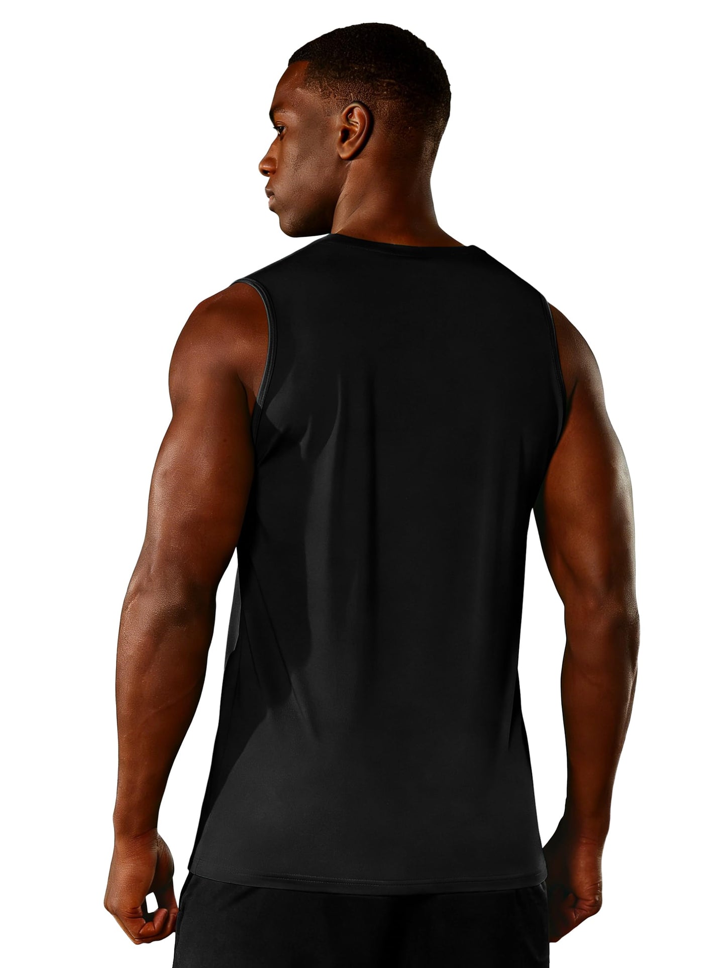 ZITY Men's Sleeveless Shirts Quick Dry Tank Tops UPF 50+ Workout Gym Muscle Shirts for Running Bodybuilding Summer Beach Black