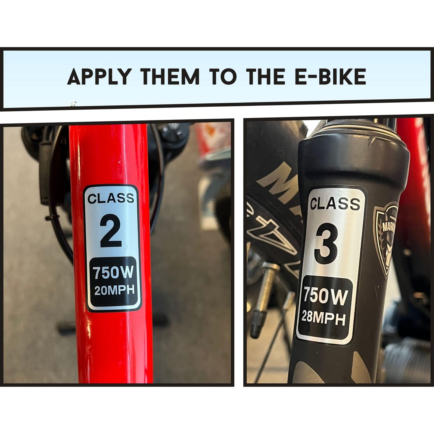 6PCS Ebike Stickers for Electric Bike – Class 2 Labels for E-Bike Identification, Waterproof Decals for Frame or Battery, Identify Your Electric Bicycle