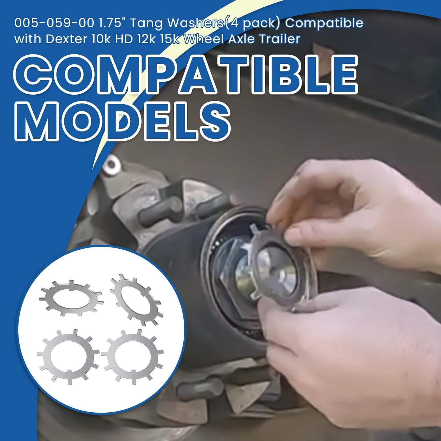 005-059-00 1.75" Tang Washers(4 Pieces) Compatible with 10k HD 12k 15k Wheel Axle Trailer
