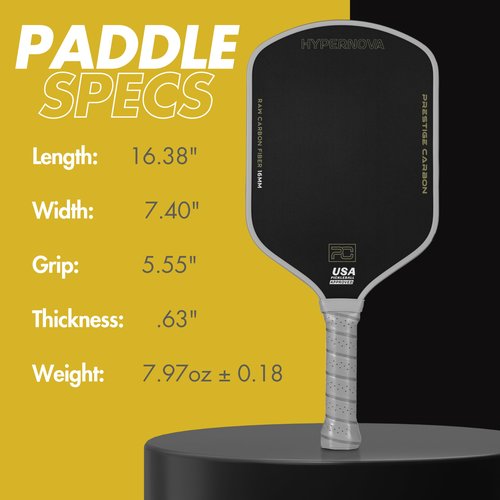 Prestige Carbon HYPERNOVA Pickleball Paddle - 16mm Theraformed Full Carbon Fiber for Ultimate Power, Control & Spin - Designed in The US - Lightweight, Durable, and Performance-Driven Design