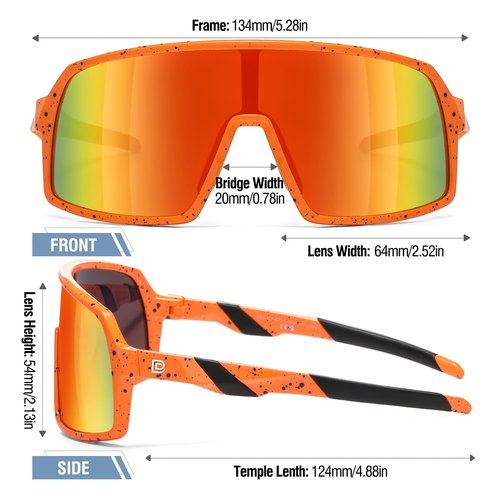 DUCO Youth Baseball Sunglasses for Boys and Girls Age 6-12 Softball Cycling Sports Sun Glasses for Kids DK320 (Orange Frame Blue Dot Revo Orange Lens)