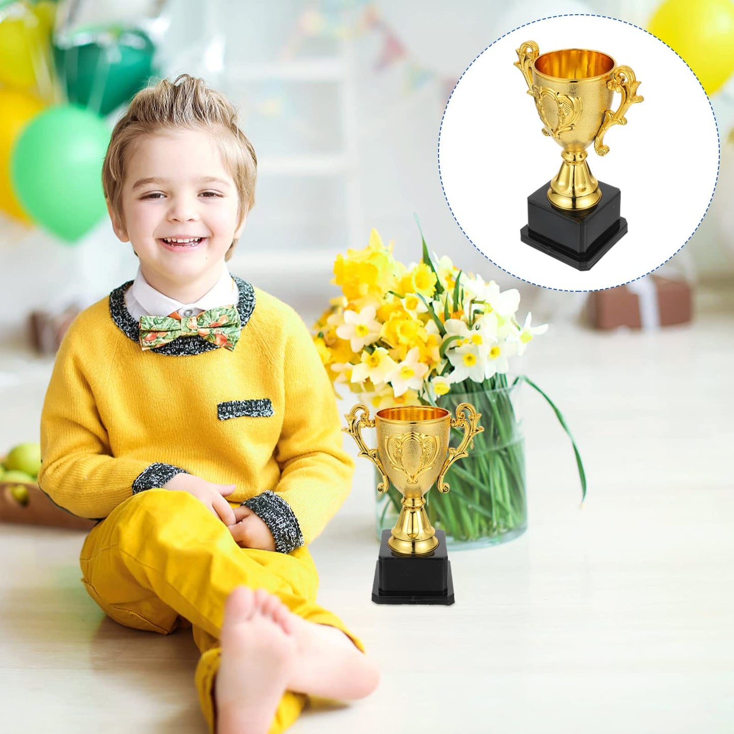 BESPORTBLE Golden Trophy: 7 Inch Plastic Golden Cup Gold Trophies Awards for Kids Party Favors Sports Footabll Competition Tournaments Rewards