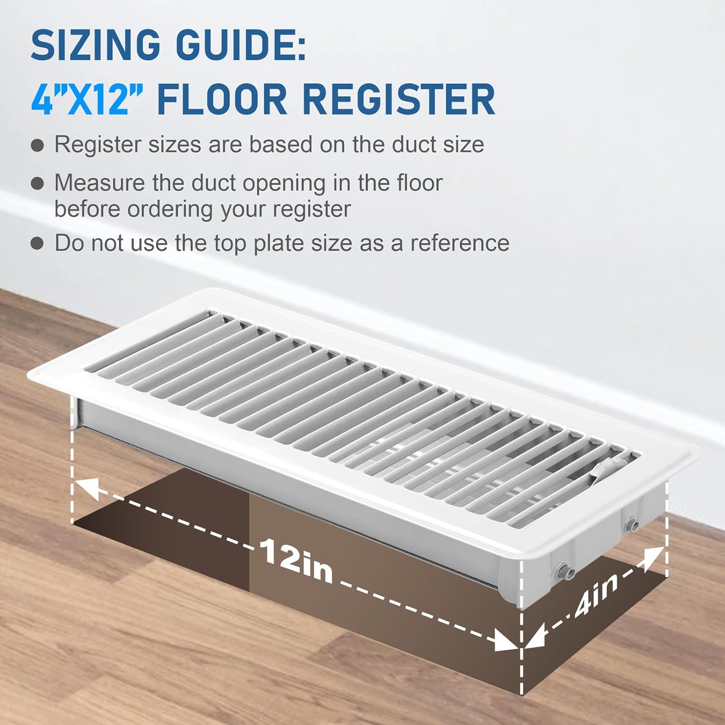 Heavy Duty 4x10 Inch Metal Floor Vents - 6 Pack Rust Proof Air Vent Covers for Home