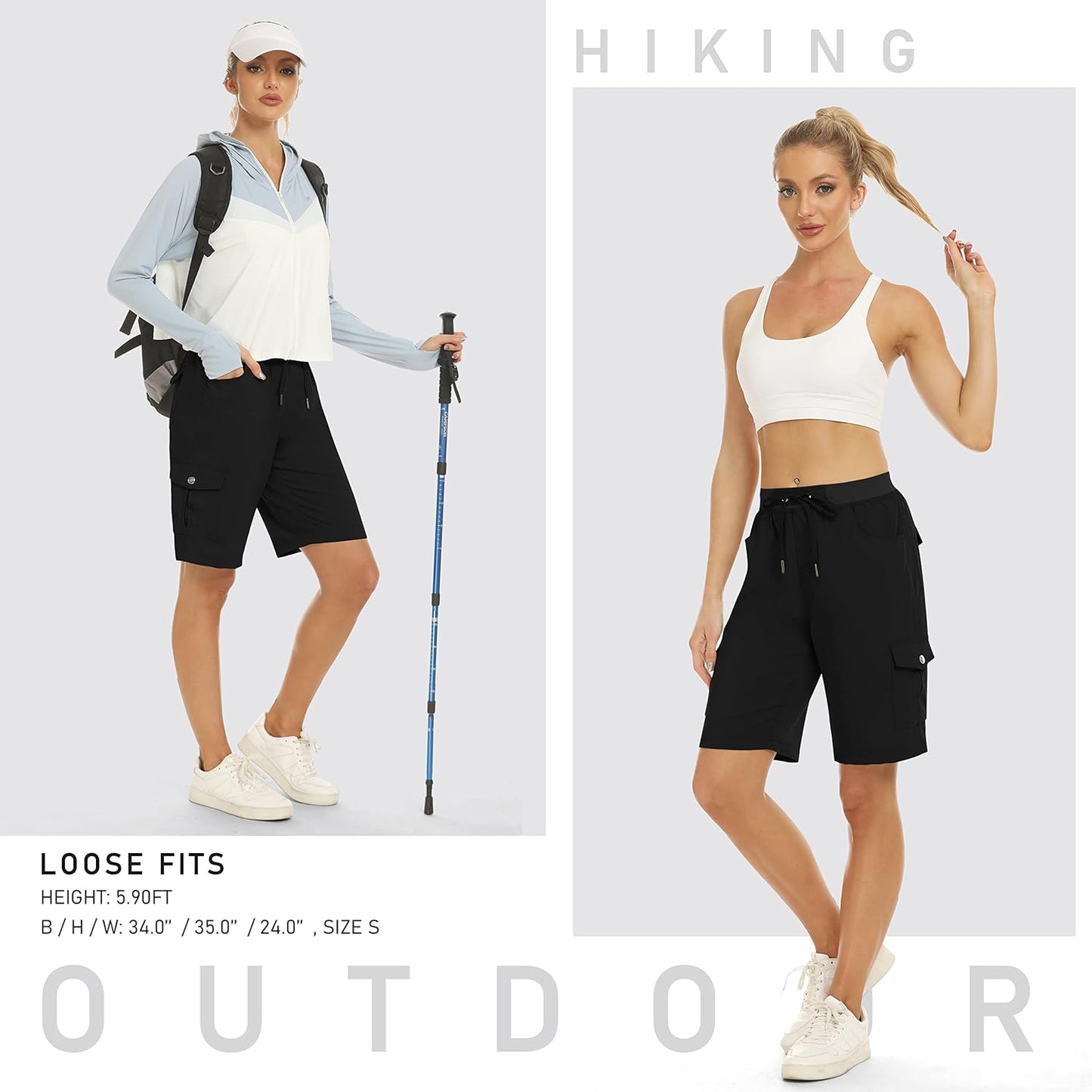 MoFiz Women's Hiking Cargo Shorts - Lightweight Quick-Dry Design with 6 Pockets | Perfect for Summer Travel