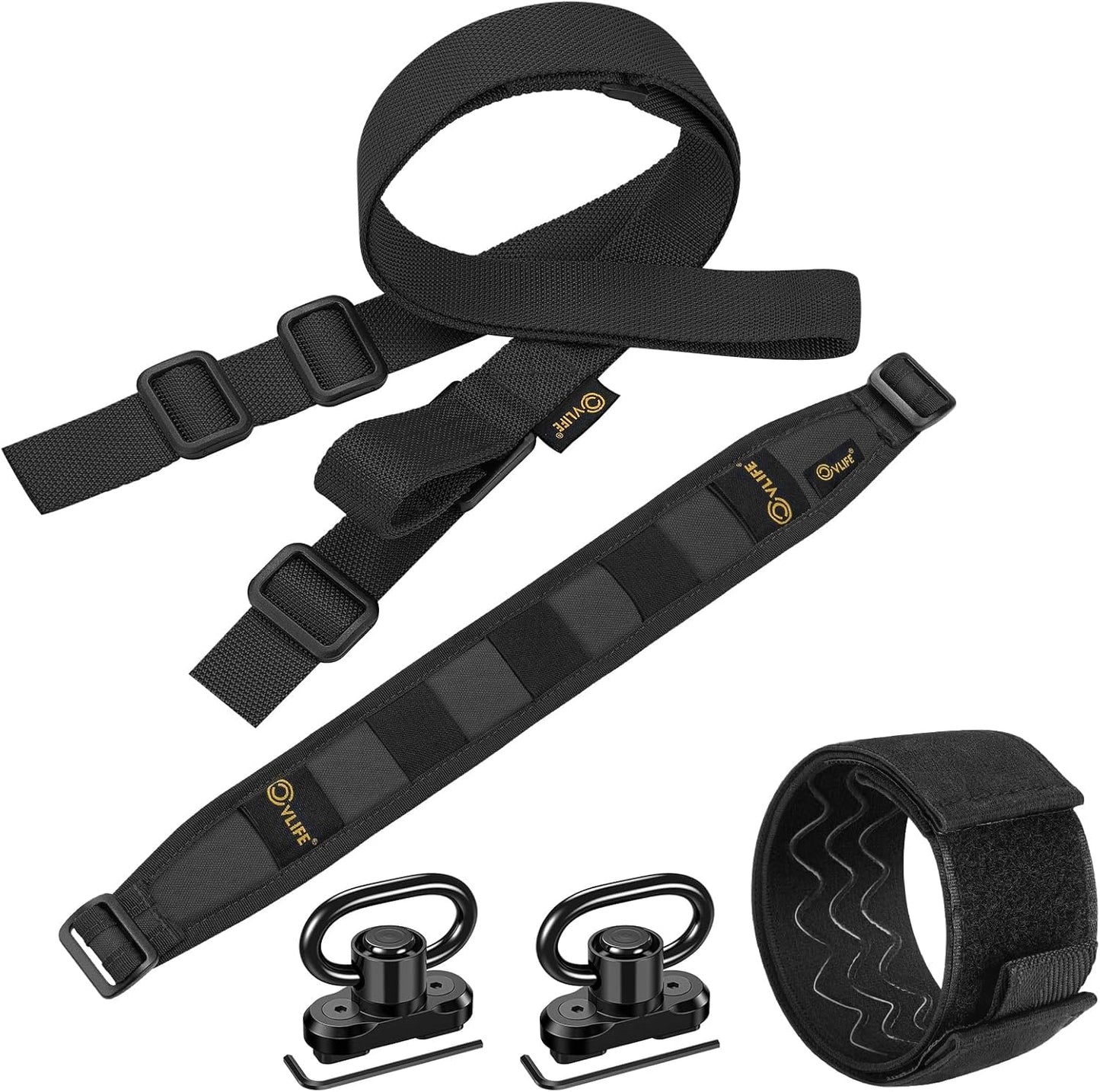 CVLIFE Two Point Sling Quick Adjust Rifle Sling Removable Wide Shoulder Pad Gun Sling with Elastic Sentry Strap and Sling Swivels