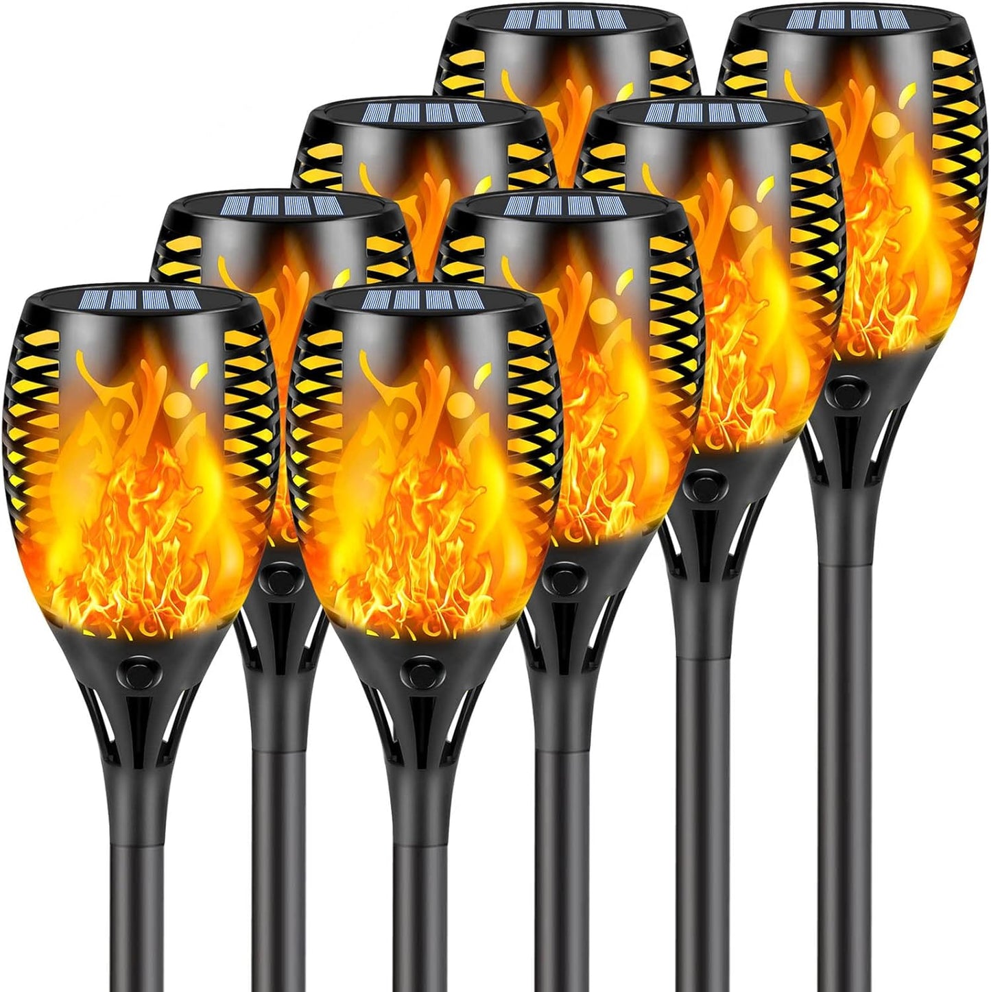 10 Pack Mini Solar Torch Lights - Flickering Flame Outdoor Decor for Halloween, Waterproof Solar Garden Pathway Lights
