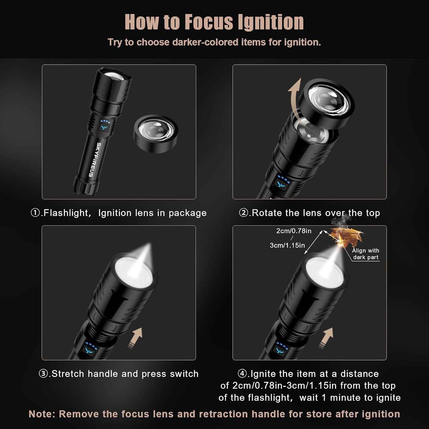 2000 Lumen Rechargeable LED Flashlight - Waterproof Tactical Light with Zoom & 4 Modes for Camping & Outdoor Use