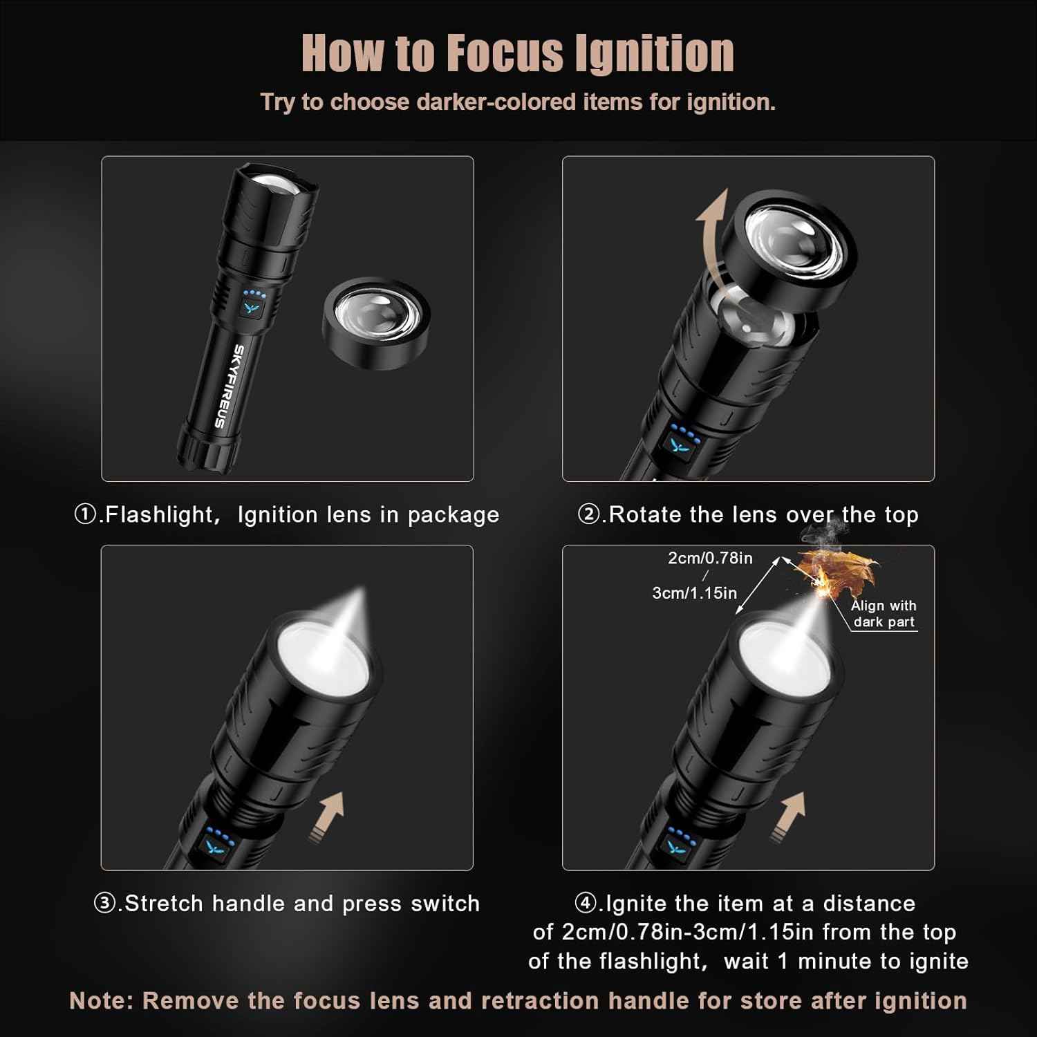 2000 Lumen Rechargeable LED Flashlight - Waterproof Tactical Light with Zoom & 4 Modes for Camping & Outdoor Use