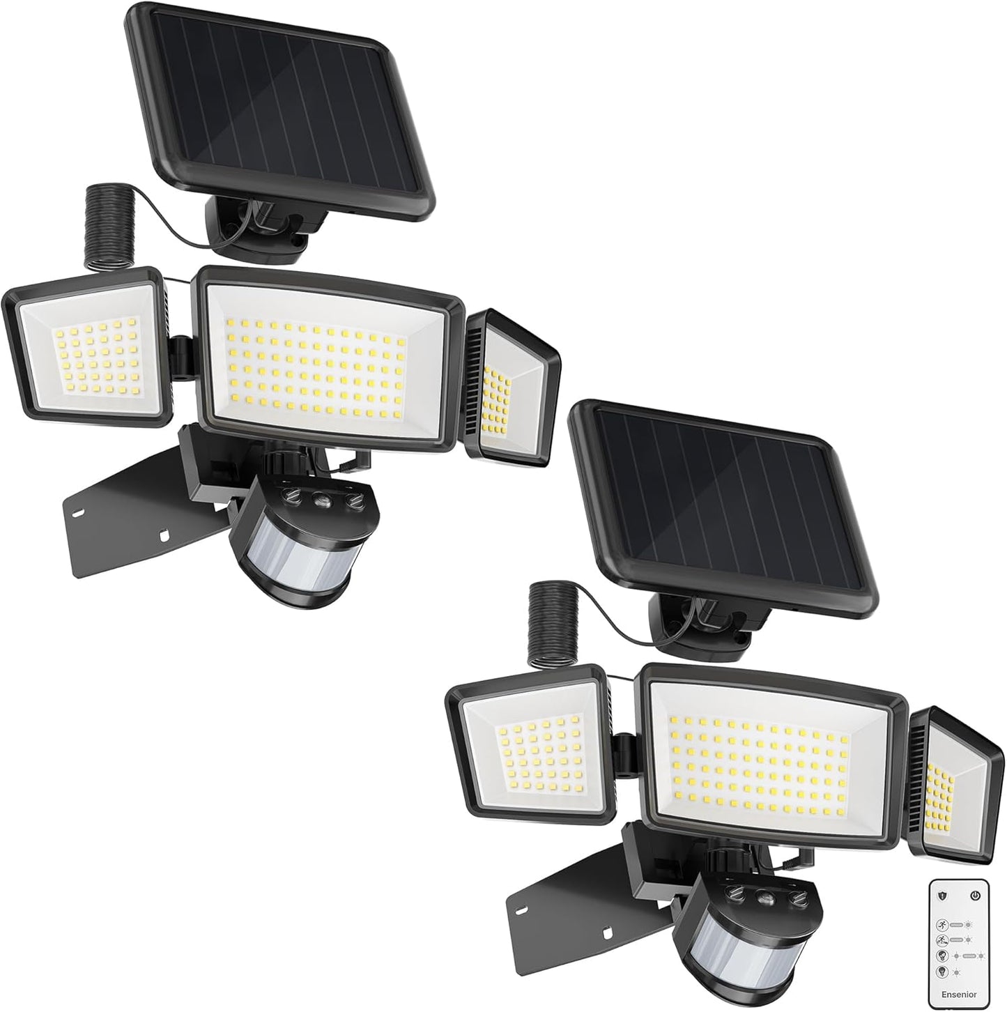 1800LM Solar Security Light with 3 Heads & Remote, 270° Wide Angle, IP65 Waterproof