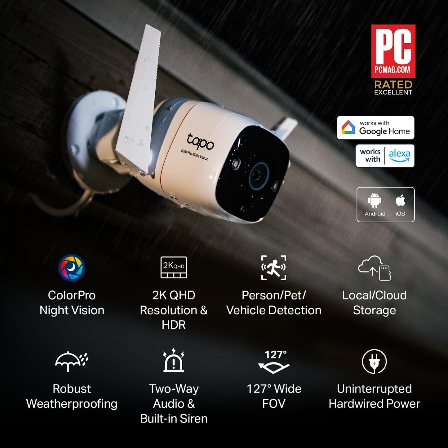 TP-Link Tapo 2K QHD Outdoor Security Camera with Color Night Vision & AI Detection