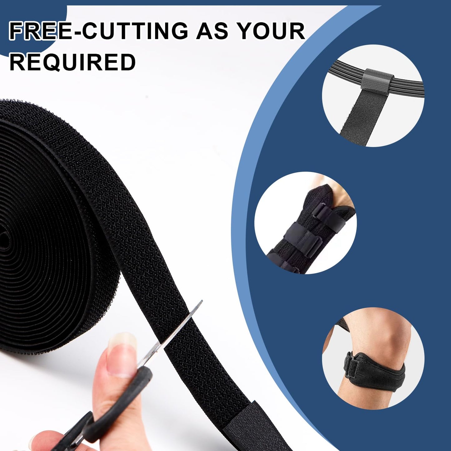 Hook and Loop Cable Straps 1" x 16.5 Ft with 24 Buckles Adjustable Fastening Reusable Nylon Securing Cord Cinch Strap Ties Free Cut for Cable Management RV Workshop DIY (Black)