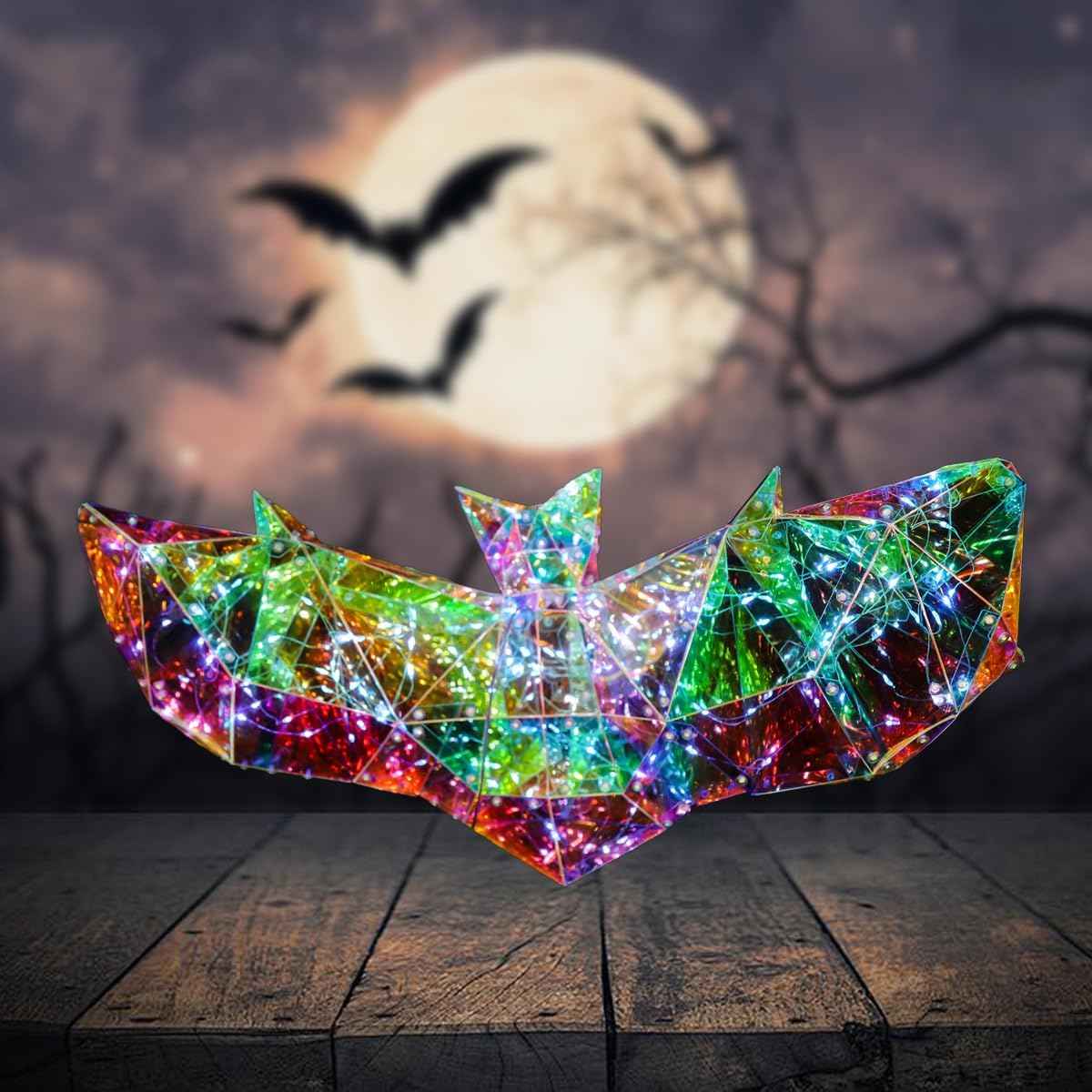 Spooky Ghost LED Lights - 2 Pcs Prismatic Iridescent Halloween Decorations for Indoor Use