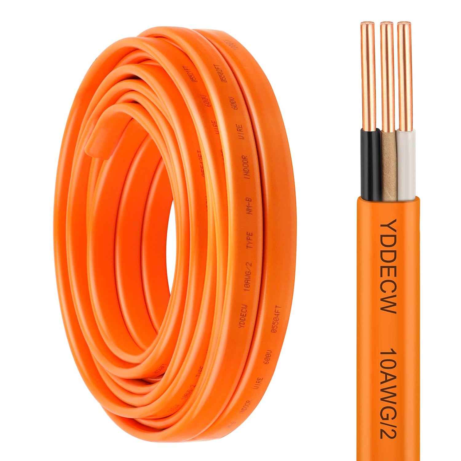 14 Gauge NM-B Wire with Ground - 50FT Pure Copper Indoor Electrical Cable for Outlets & Switches