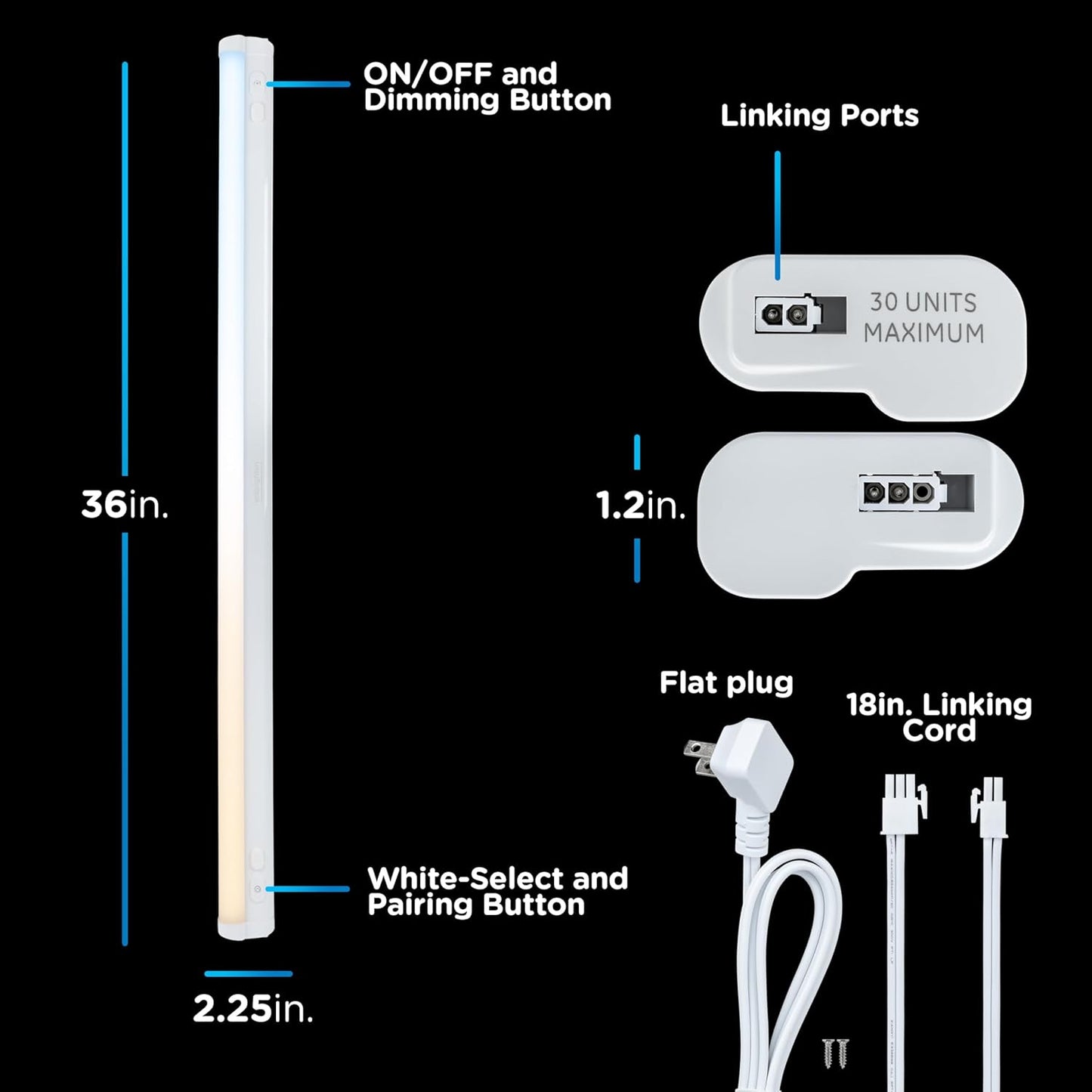 Enbrighten 24-Inch Dimmable Under Cabinet Lights - 1560 Lumens, 5 White Settings, Linkable Kitchen Lighting