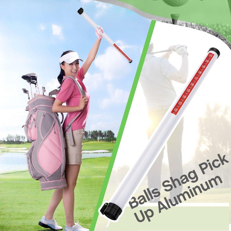 Deekin 2 Pieces Golf Ball Retriever Plastic Clear Picker Upper Tube Golf Ball Shagger Grabber Collector, Professional Pickup Tool Device for Men Women, 35.4 Inch (Black)
