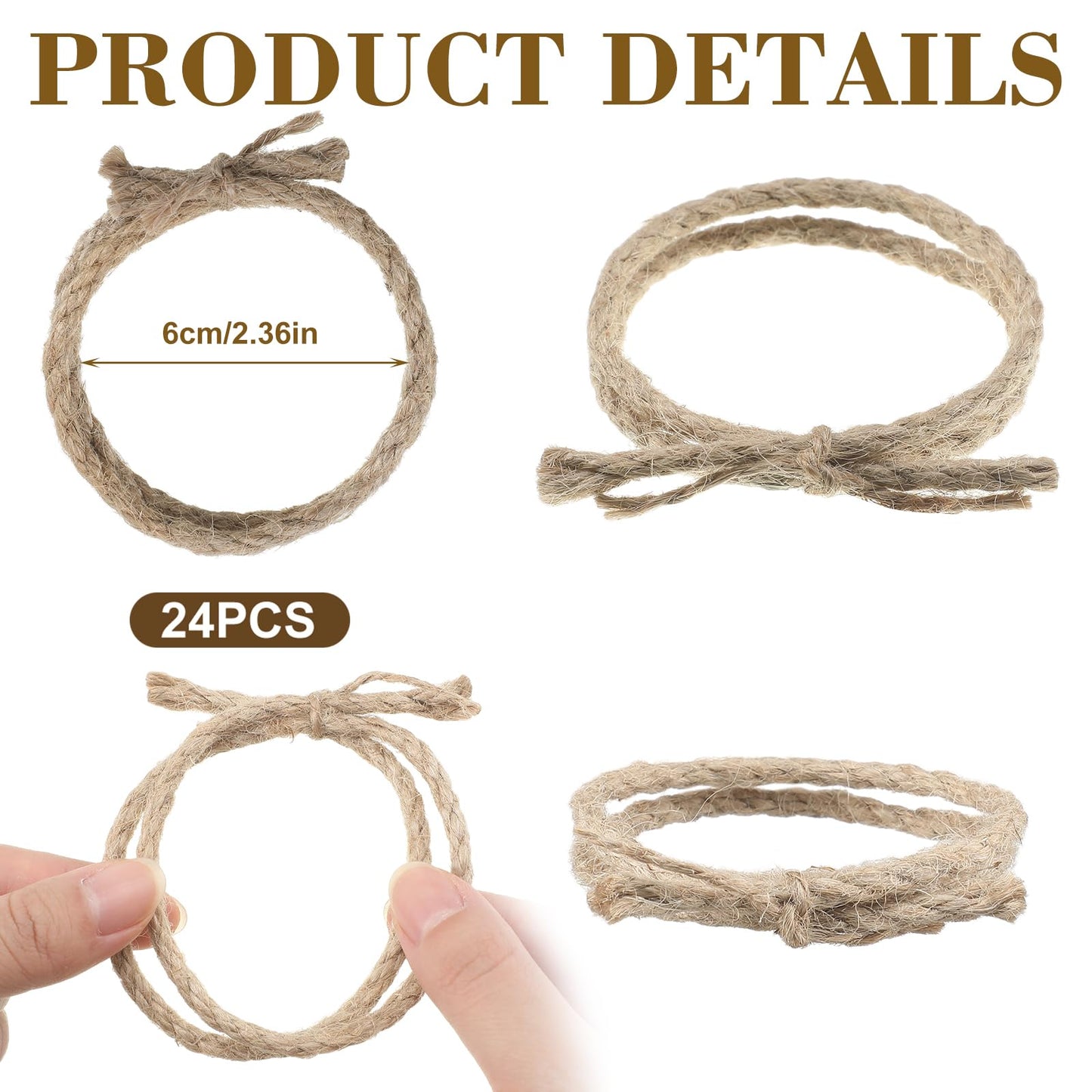 Wowangce 24 Pcs Western Themed Party Decorations Twisted Hemp Rope for Table Centerpieces Horse Rodeo Fall Harvest Craft