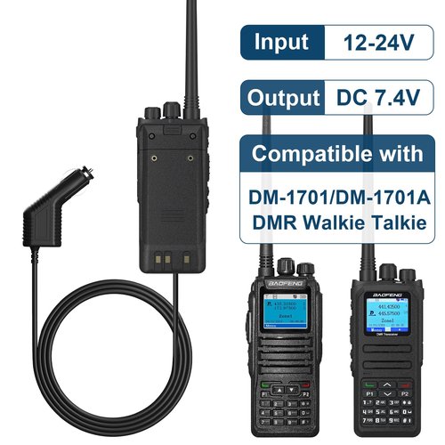 DM-1 DM-1701 Battery Eliminator Car Charger 7.4V 2200mAh for DM1701 DMR Walkie Talkie Compatible with Digital Two Way Radio DM-1701A