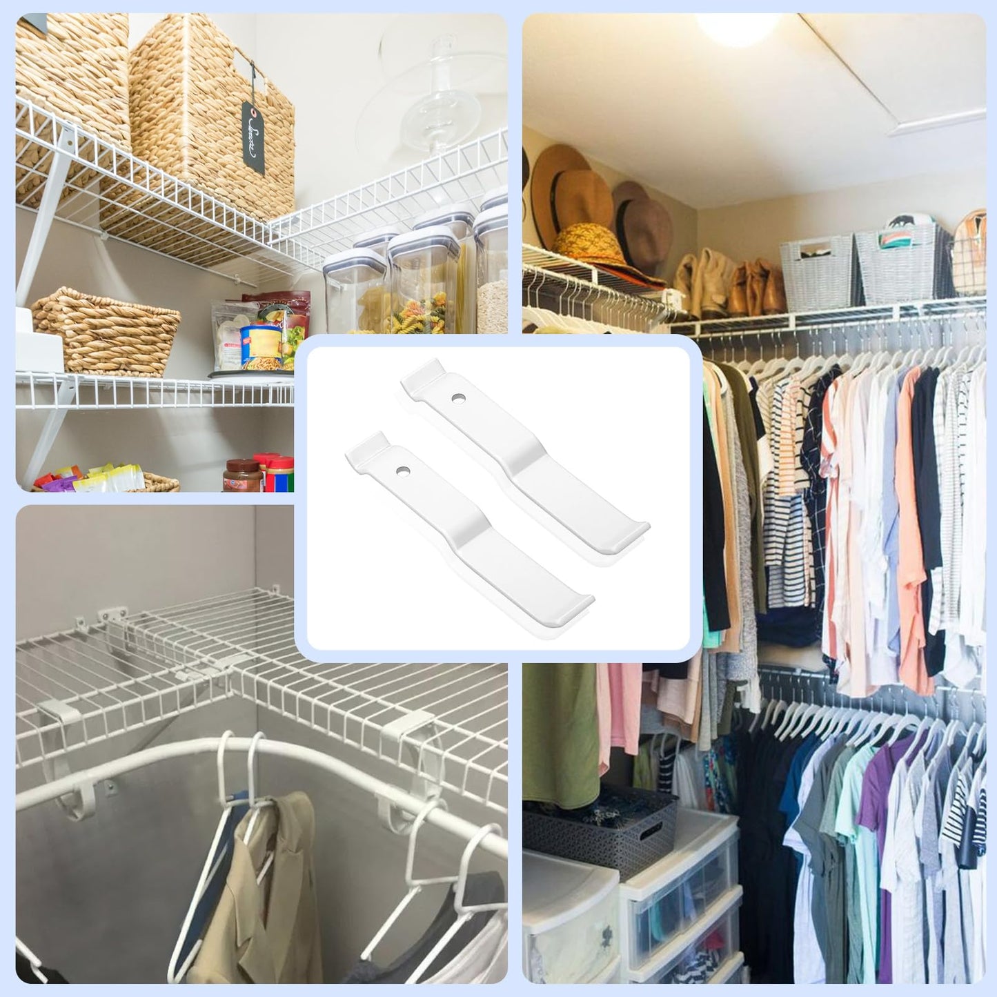 Wire Shelf Corner Support Bracket for ClosetMaid, Ventilated Wire Shelving Corner Support, 4 Pieces