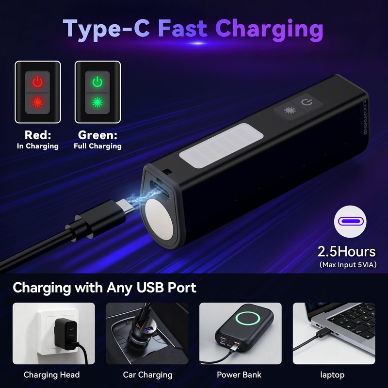 365nm UV Flashlight, EDC Rechargeable Flashlight with Black Light, Green Laser Pointer, Side Lights, 3 in 1 Mini Portable for Pet Urine Detection, Stains Detection, Cure Resin, Scorpion Detector 2Pack