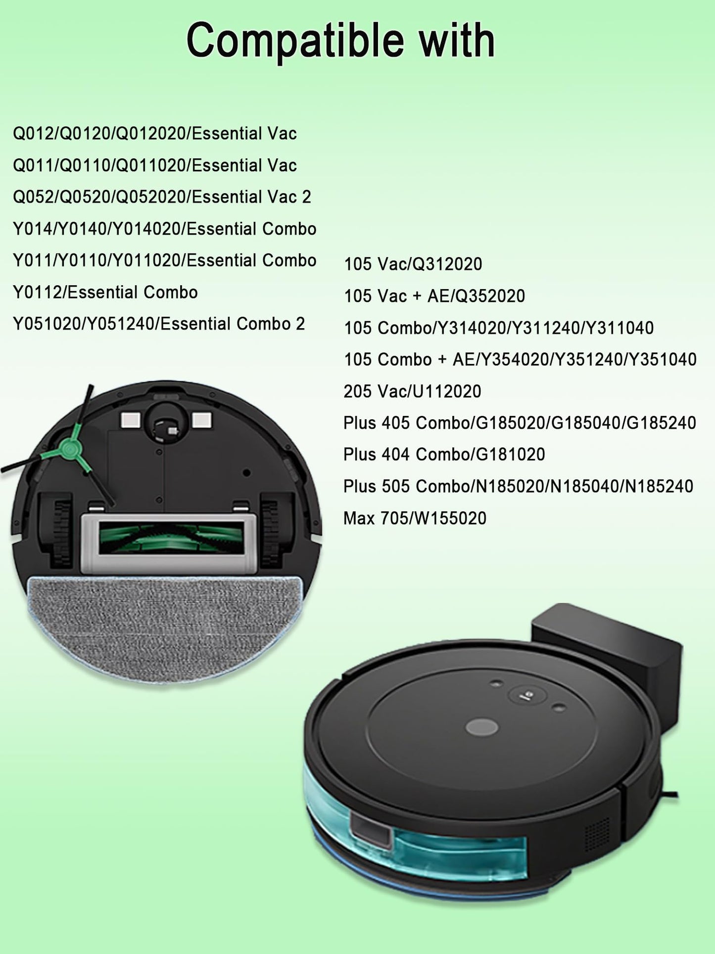 E-HAO 8 Pack Edge-Sweeping Brush Replacement Parts for iRobot Roomba Essential Series, Side Brush for 105, 205, 405, 404, 505, Q0120, Q0110, Q052, Y0140, Y0110, Y0112 and Essential Vac 2