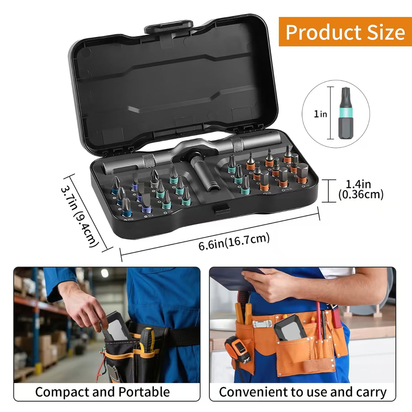 24 in 1 Magnetic Ratchet Screwdriver Set, Multi Bit DIY Magnetic Screwdriver Set with Detachable Ratchet Handle, Portable Precision Repair Tool Kit for Furniture, Electronics, Bicycle