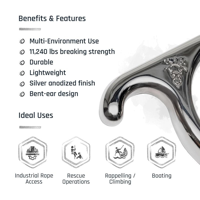 ProClimb Figure 8 Descender | Stainless Steel | Rappelling and Rescue | 50 kN | Bent Ear Design