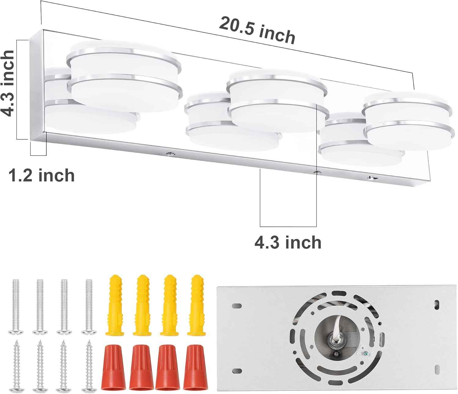 LED Chrome 3-Light Dimmable Bathroom Vanity Light Fixture - Modern Acrylic & Stainless Steel Over Mirror Lighting