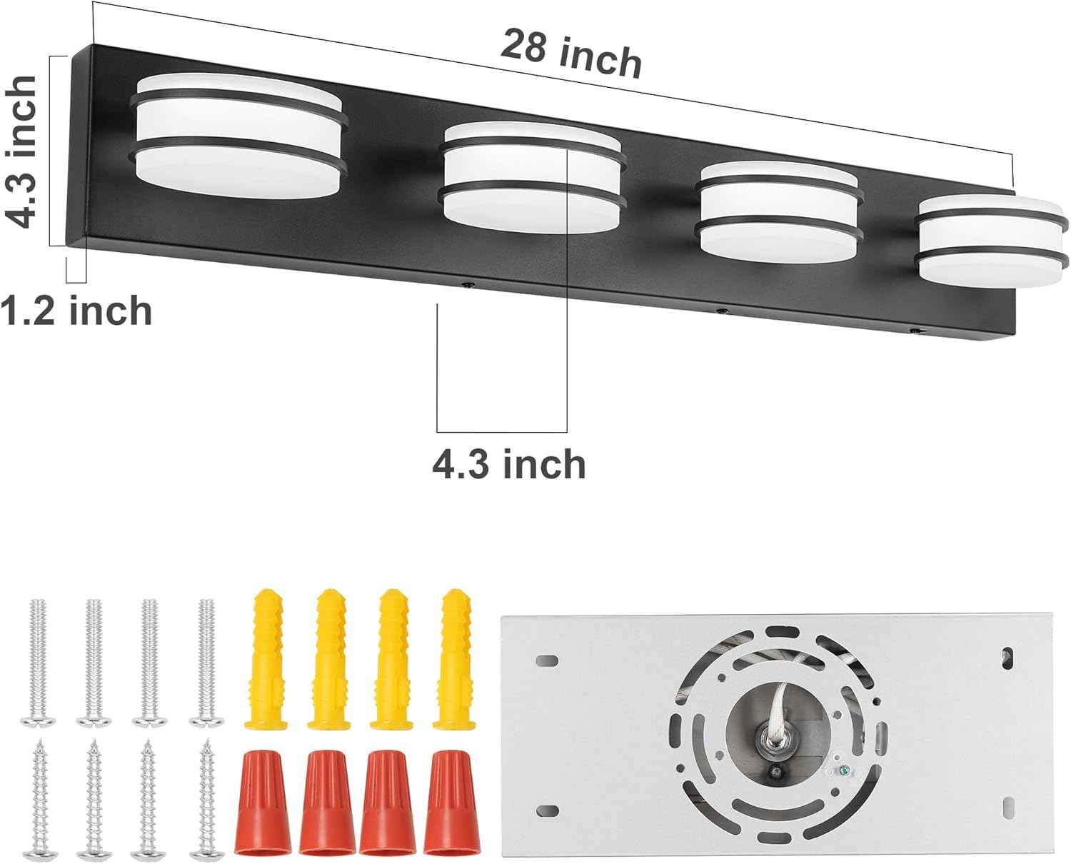 LED Chrome 3-Light Dimmable Bathroom Vanity Light Fixture - Modern Acrylic & Stainless Steel Over Mirror Lighting