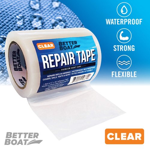 Better Boat Repair Tape - Clear Waterproof Patch Tape for Fabric & Vinyl | 30ft x 3in, Heavy Duty