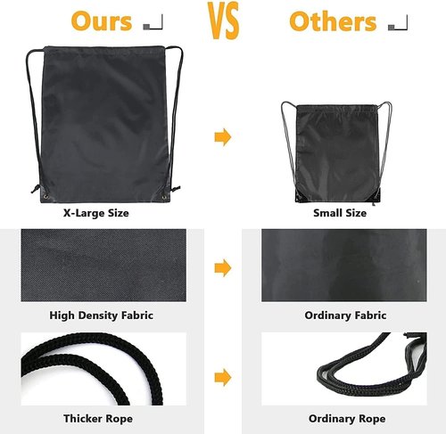 BeeGreen Drawstring Backpack - Heavy Duty Cinch Sack | 2-Pack, X-Large 22.4" L x 17.5" W, Machine Washable