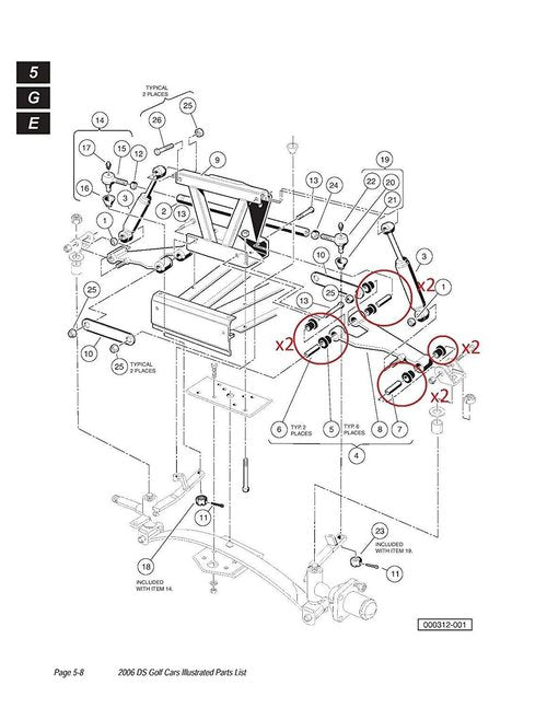 DRIVE UP Front or Rear Leaf Spring for Club Car DS Golf Cart, Polyurethane Bushing and Sleeve and Screw Kit, OEM 1015583 1012303 8755