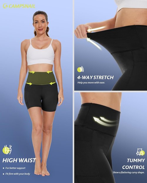 CAMPSNAIL Biker Shorts for Women - High Waisted Tummy Control with Pockets | 3"/5"/8" Sizes