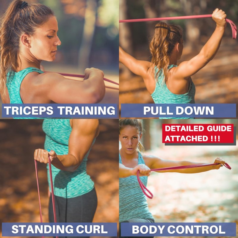 LEZER Resistance Bands for Working Out, Exercise Band, Pull Up Band, Elastic Band, Stretching, Training, Gym, Physical Therapy, Fitness, Workout, Yoga, with Instruction, Light Set of 3