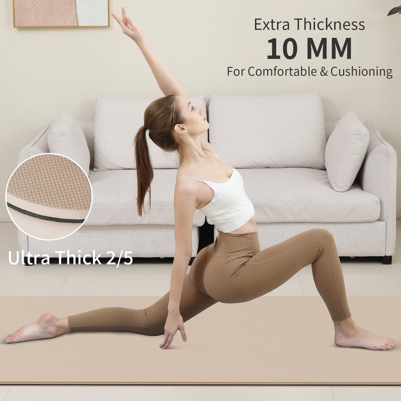 PAIDU Yoga Mat Non Slip Anti-tear,extra thick-2/5 inch(10MM)High Resiliency Professional POE Yoga Mats for Women Men Kids,72"x24"inch,Workout, Yoga, Pilates and Floor Exercise, with Carrier Strap