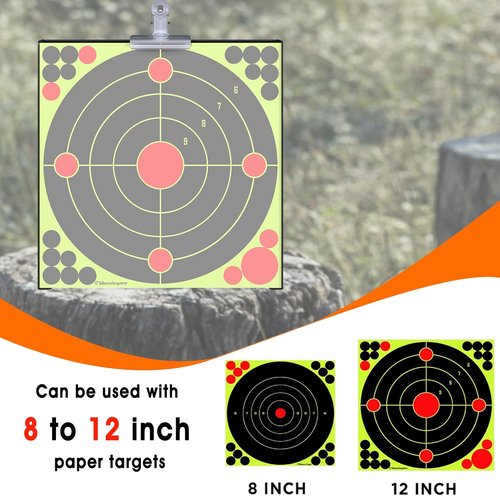 Center Shot Pellet Gun Target Trap - 12 Paper Targets & 4 Resetting Metal Targets for Airgun & Rifle Practice