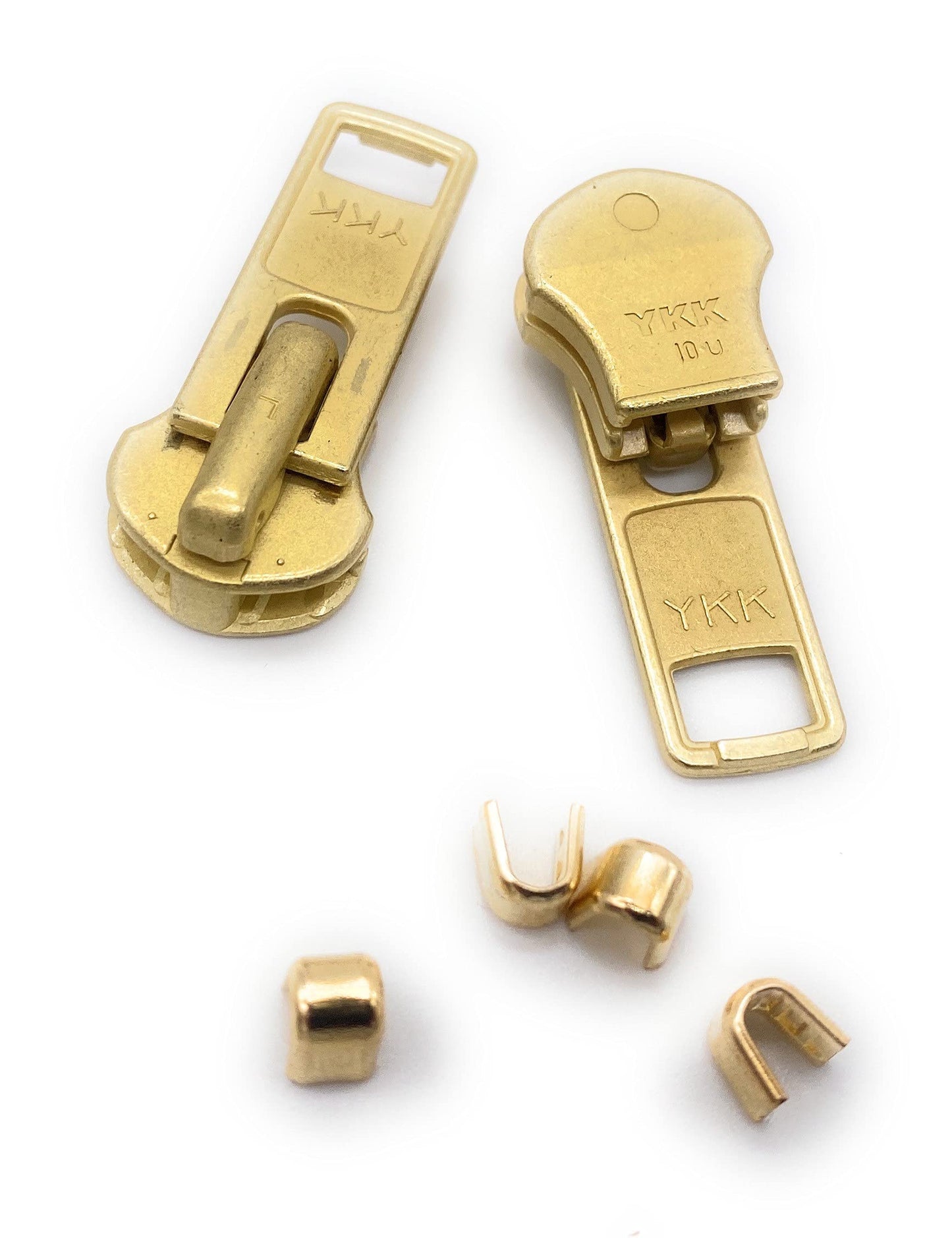 Zipper Repair Kit - #10 Heavy Duty YKK Brass Jacket Zipper Sliders with Top Stops Included - Choose Your Quantity - Made in The United States (5)