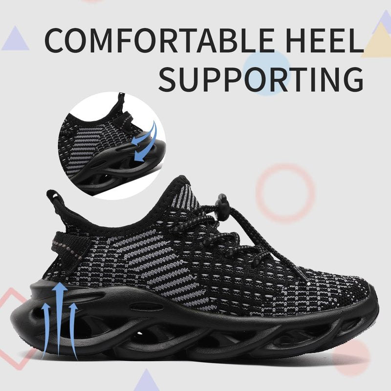 GLYGML Kids Shoes for Boys Girls Running Tennis Sneakers Athletic Walking Gym Sports Lightweight Breathable for Toddler/Little Kid/Big Kid All Black Size 3