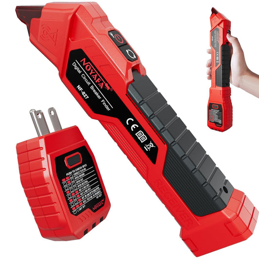 NOYAFA NF-827 Circuit Breaker Finder Tool & GFCI Outlet Tester - 90-120V AC, Includes Accessories & Storage Case