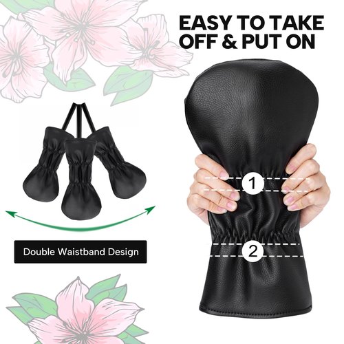 Golf Headcovers Embroidery Driver Cover Fariway Wood Headcover Hybrid Head Covers Leather Golf Club Covers for Most Brand,Black (for Driver)