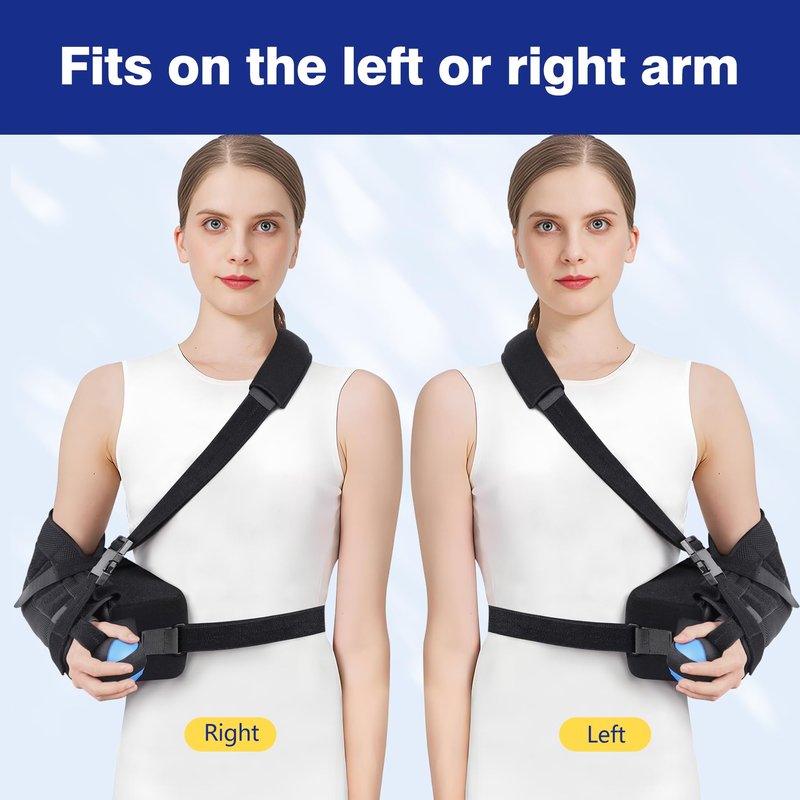 Abducted Shoulder Sling Immobilizer, Padded Rotator Cuff Support Brace with Removable Abduction Pillow and Exercise Ball for Right or Left Arm Pain Relief From Post-Surgery Recovery and Subluxation