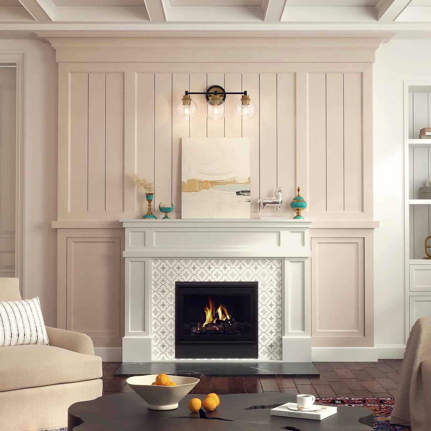 3-Light Vanity Bathroom Light Fixture with Globe Glass Shades - Brushed Nickel, ETL Certified