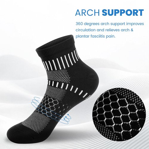 IRAMY Ankle Compression Socks for Men Women Cushioned Running Athletic Socks Plantar Fasciitis Relief 4 Pairs